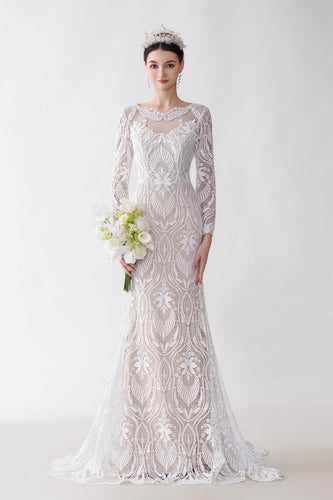 Beautiful Lace Long-Sleeve Mermaid Wedding Dress GJS2427