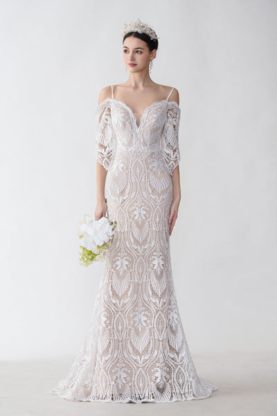 Beautiful Lace Trumpet Wedding Dress GJS2428