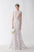 Beautiful Lace Crew Neck Trumpet Wedding Dress GJS2426