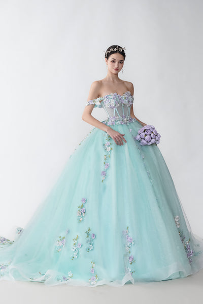 Blue off the shoulder beautiful long Prom Ball Gown GJS2425