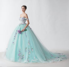 Blue off the shoulder beautiful long Prom Ball Gown GJS2425