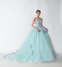 Blue off the shoulder beautiful long Prom Ball Gown GJS2425