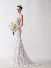 Beautiful Lace Crew Neck Trumpet Wedding Dress GJS2426