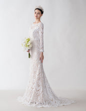 Beautiful Lace Long-Sleeve Mermaid Wedding Dress GJS2427