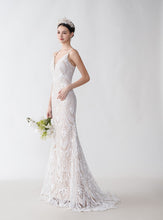 Beautiful Lace Spaghetti Strap Trumpet Wedding Dress GJS2429