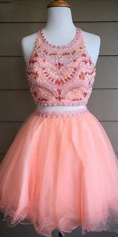 Chic Sexy Homecoming Dress Two Piece Tulle Short Prom Dress Party Dres Anna Promdress