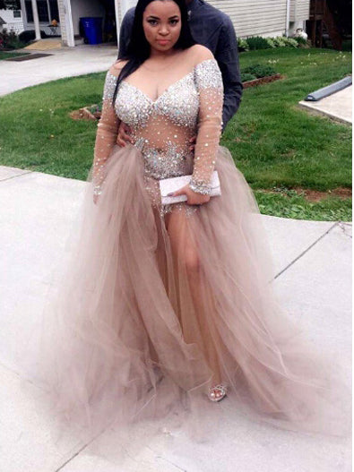 Plus size rhinestone prom dresses best sale